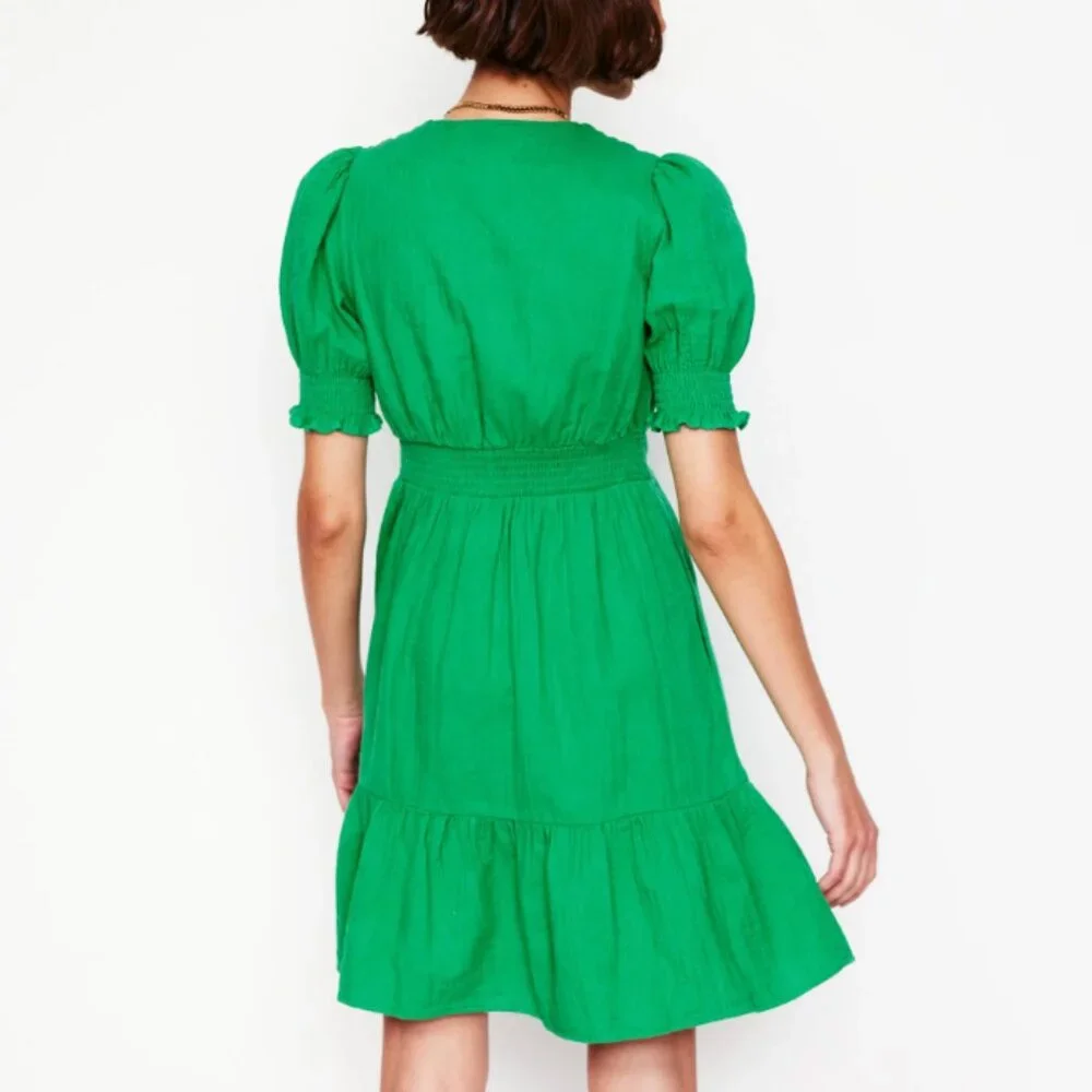 Boden Anna Double Cloth Short Dress US Size 10P Bright Green Gauze Spring Summer - Picture 3 of 10